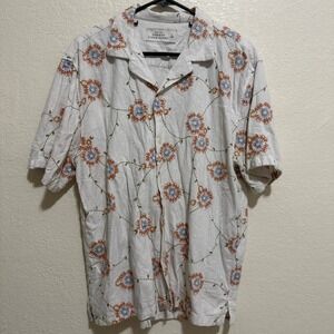 ABERCROMBIE & FITCH Mens Linen Blend Floral Short Sleeve Button Up Shirt‎ Size L